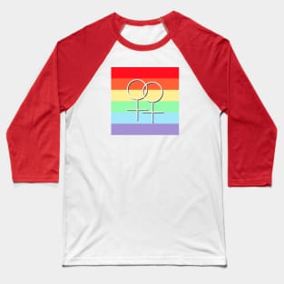 Lesbian Pride Symbol with LGBT Rainbow Flag Baseball T-Shirt